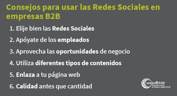 6 Consejos redes sociales b2b empresas