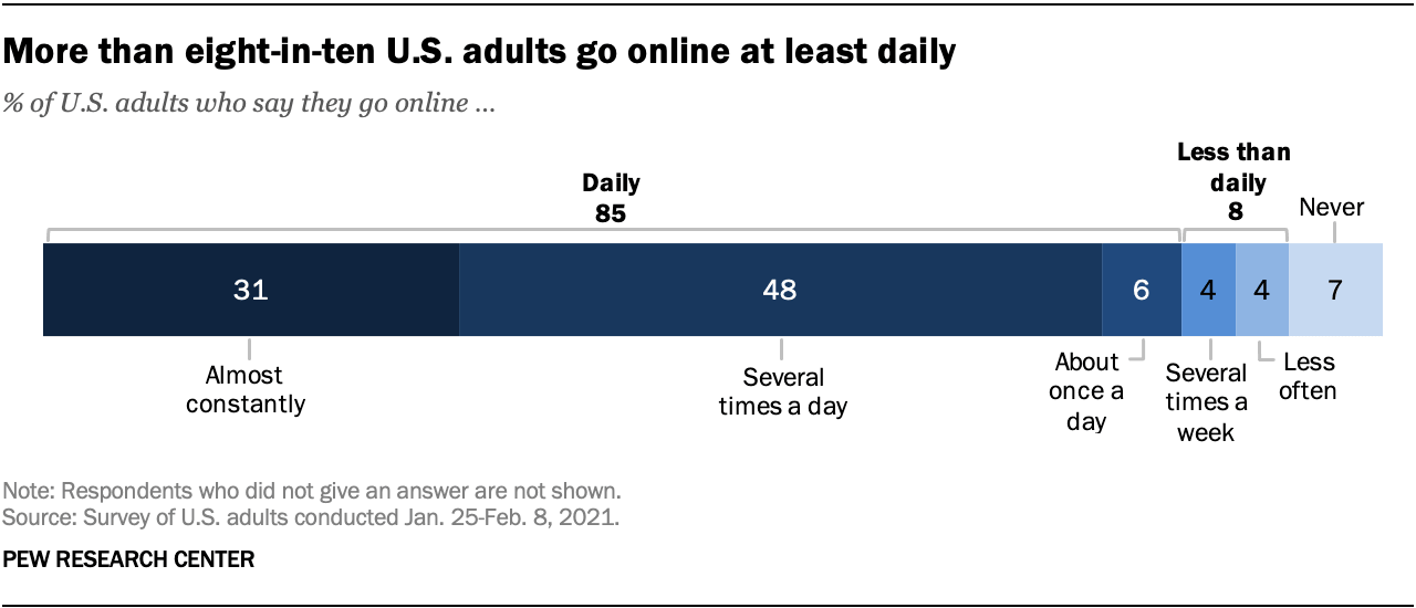 US voksne online brug