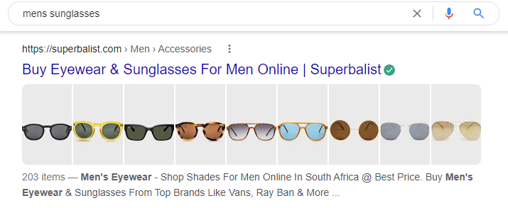 mens sunglasses in google search